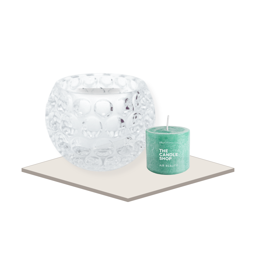 Pack Portavela Bubble Chico + vela 6X6 Sandia Pepino