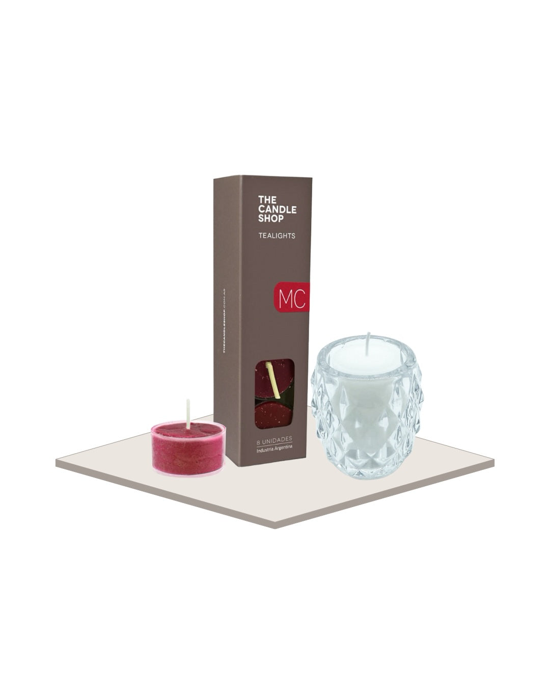 Pack Portavela Diamond + Tealights Manzana Canela