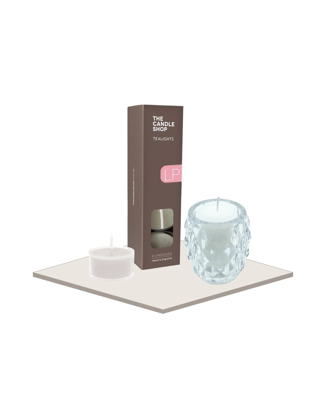 Pack Portavela Diamond + Tealights Lima Peonias