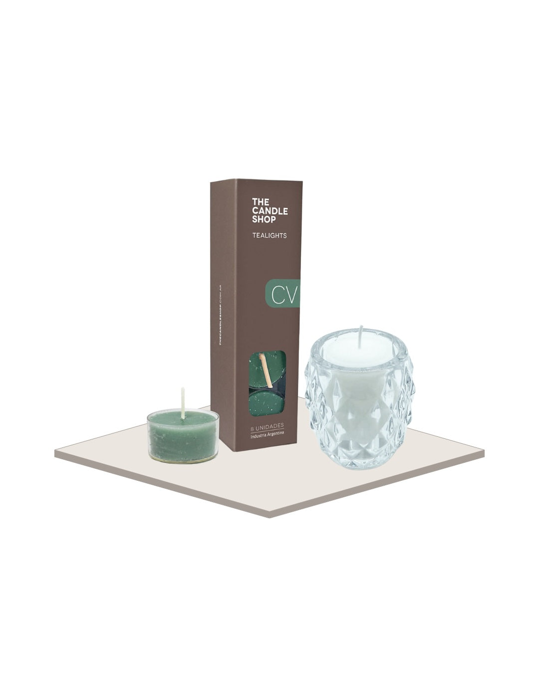 Pack Portavela Diamond + Tealights Cedro Verbena