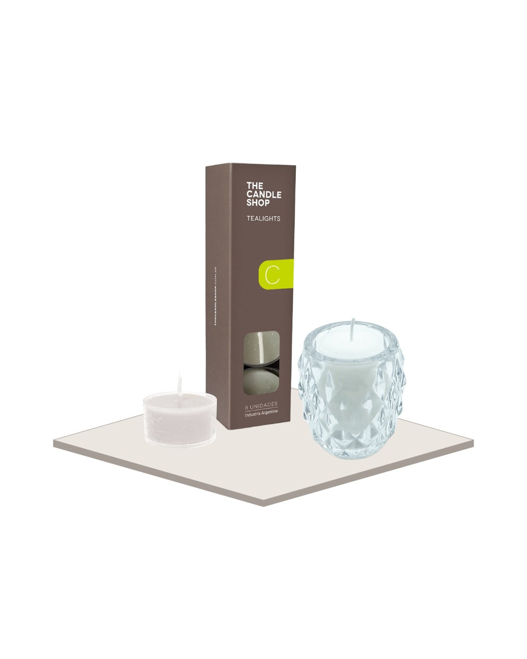 Pack Portavela Diamond + Tealights Citrus