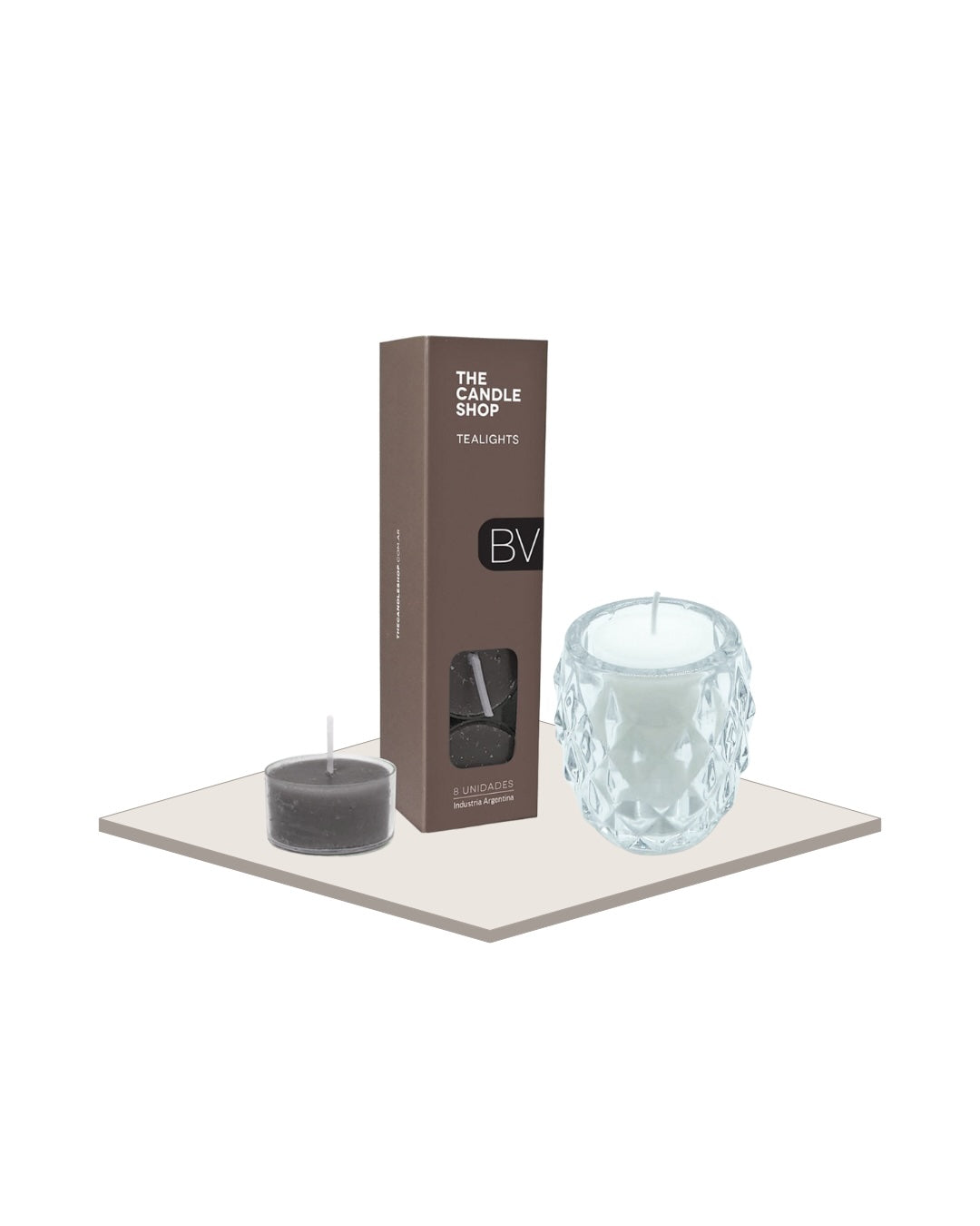 Pack Portavela Diamond + Tealights Black Vetiver