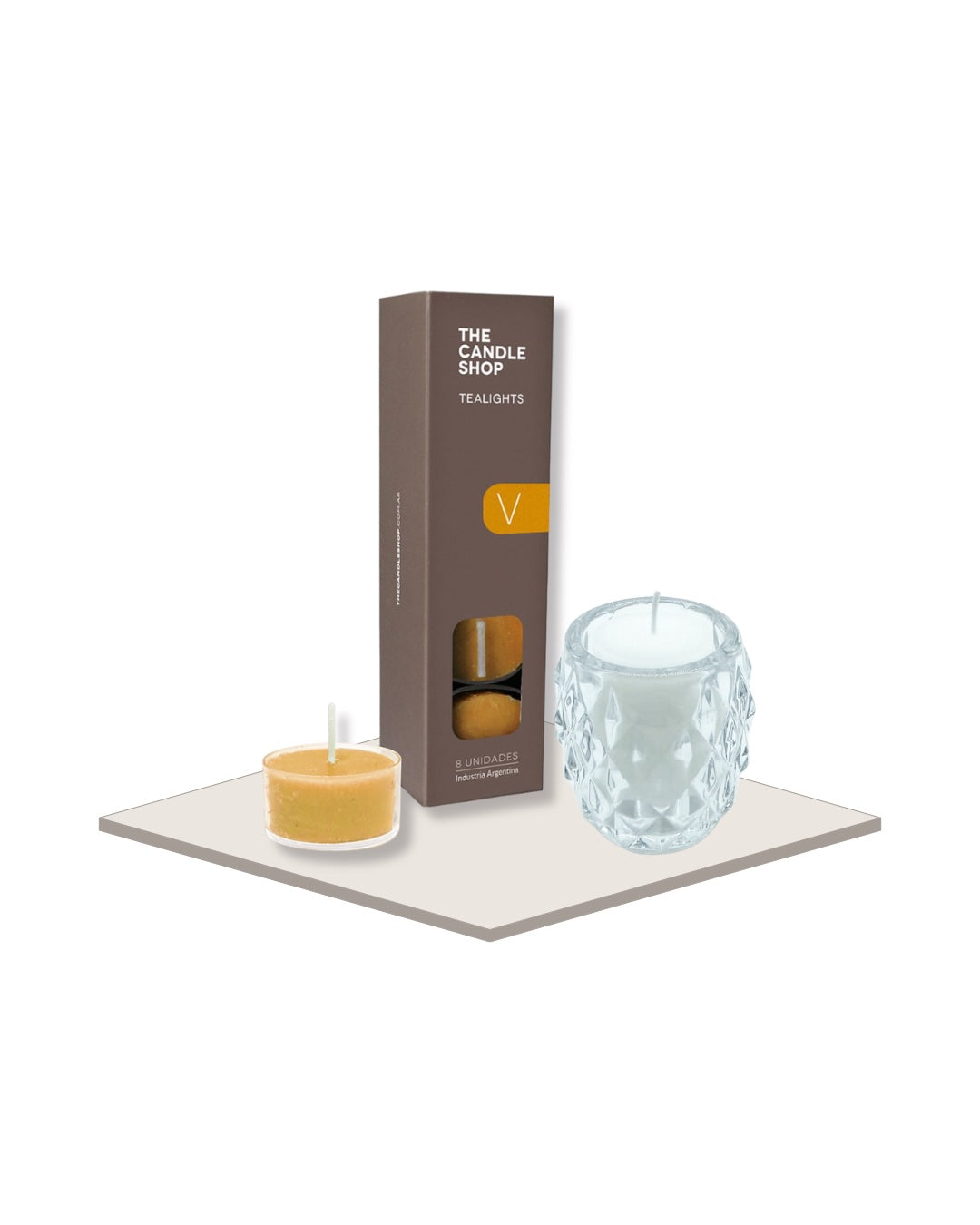 Pack Portavela Diamond + Tealights Vainilla
