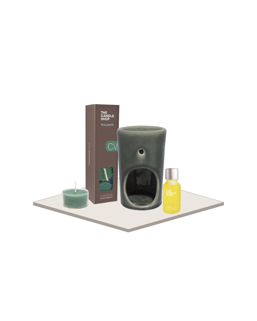 Pack Hornito cerámica + Tealights + Esencia Cedro Verbena