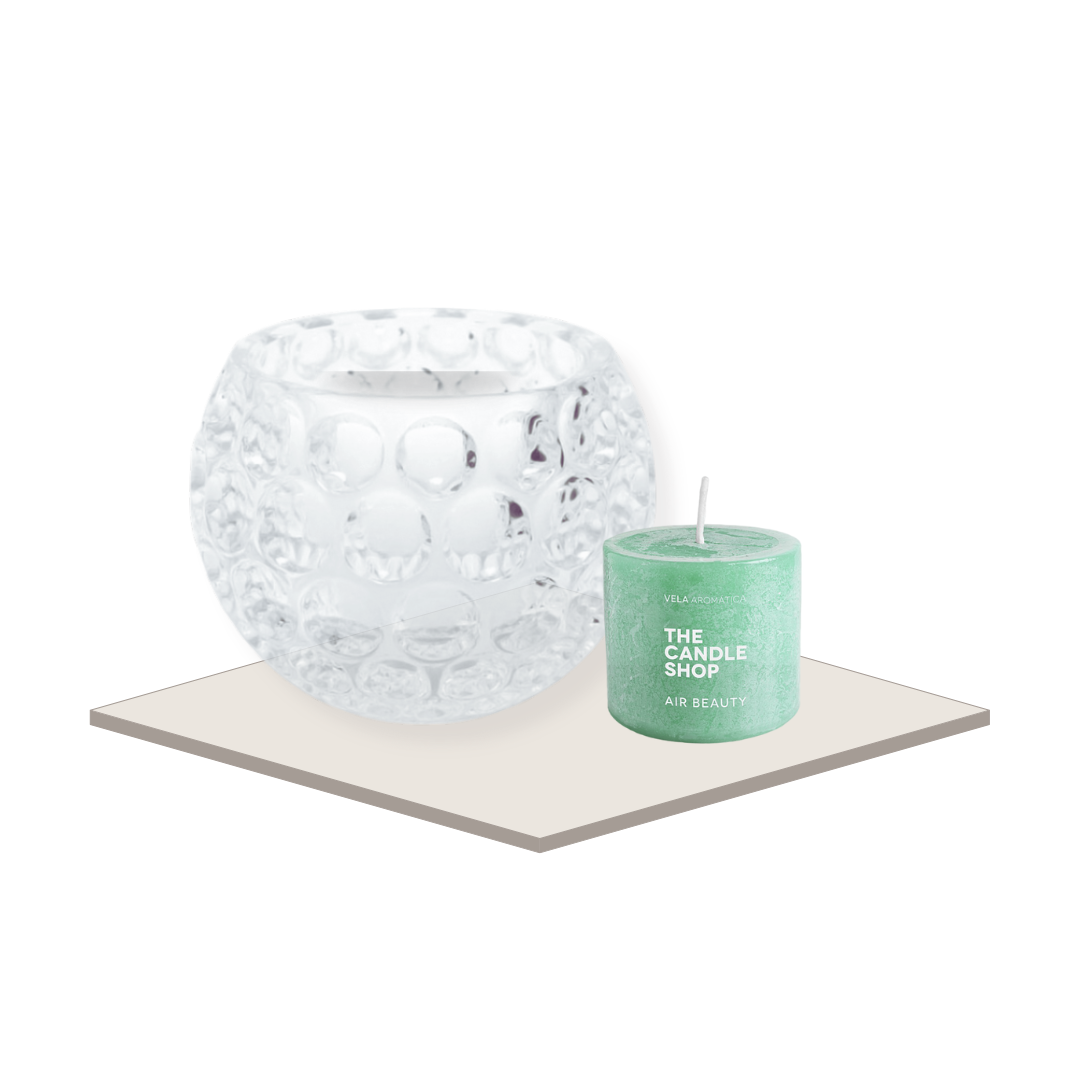 Pack Portavela Bubble Chico + vela 6X6 Green Matcha