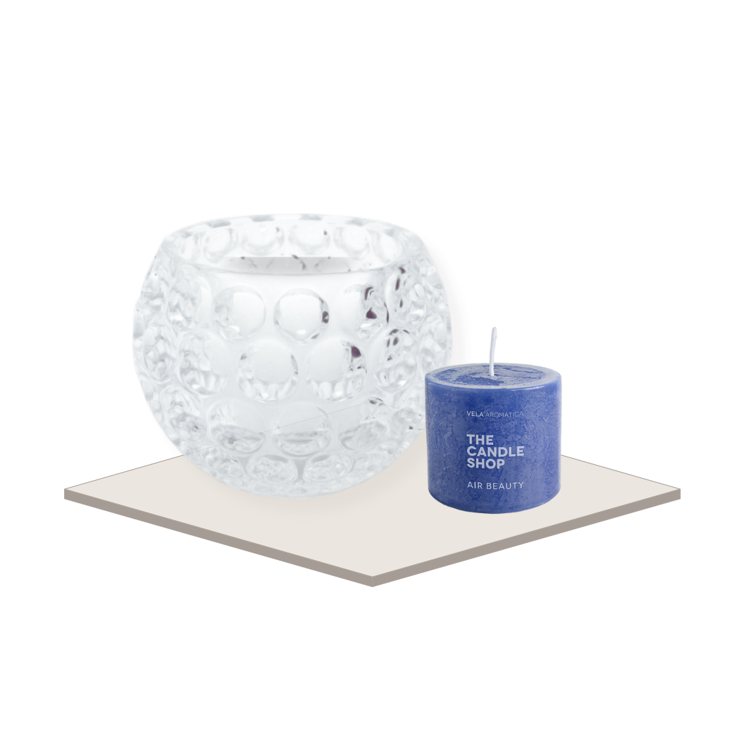 Pack Portavela Bubble Chico + vela 6X6 Lavanda Menta