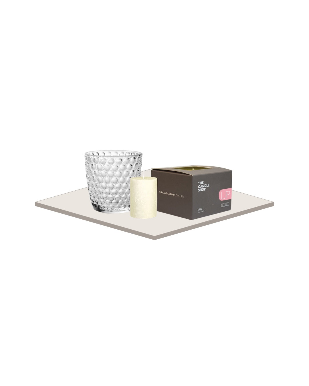 Pack Portavela Infinity + Velas votiva Lima Peonias